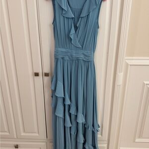 Ramy Brook Asymmetrical Ruffled Dress in Blue
